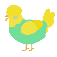 A spring and yellow chicken with a head pattern