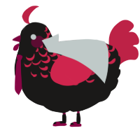 A sable and crimson chicken with a half-lace pattern