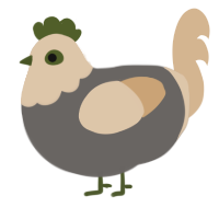 A grey and beige chicken with a head pattern