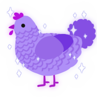 A lilac and blurple chicken with a lace pattern