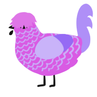 jelly bean, a orchid and lilac chicken with a lace pattern