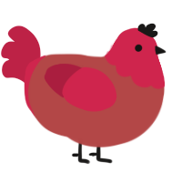 A red and crimson chicken with a head pattern