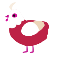 A crimson and cream chicken with a head pattern