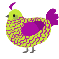 A lime and plum chicken with a lace pattern