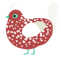 (unnamed), a red and white chicken with a speckle pattern