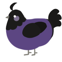 Ritsu, a overcast and sable chicken with a head pattern