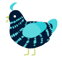 Neo, a tumblr and aqua chicken with a bar pattern
