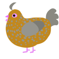 Burnt Grilled Cheese, a ochre and ash chicken with a speckle pattern