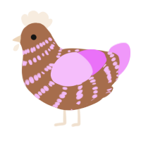 Pink mocha, a brown and lavender chicken with a bar pattern
