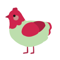 Envy, a gluppy and crimson chicken with a head pattern