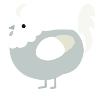 A silver and white chicken with a head pattern