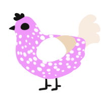 strawberry mo鸡to, a lavender and cream chicken with a speckle pattern