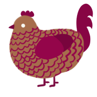 Cimmanin, a brown and maroon chicken with a lace pattern