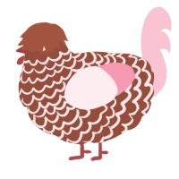 A russet and rose chicken with a lace pattern