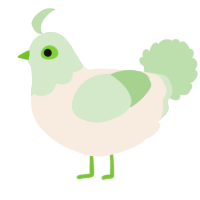 A cream and gluppy chicken with a head pattern