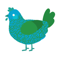 A cerulean and viridian chicken with a double-lace pattern