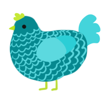 A teal and aqua chicken with a lace pattern