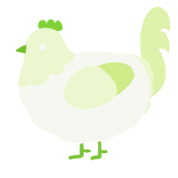 A white and apple chicken with a head pattern