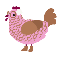 StrawberryShortcake, a pink and brown chicken with a lace pattern