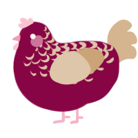 Cranberry, a maroon and beige chicken with a half-lace pattern