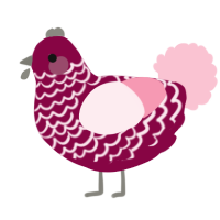 A maroon and rose chicken with a lace pattern