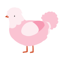 A rose chicken with a head pattern