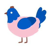Perii, a rose and ultramarine chicken with a head pattern