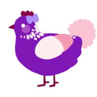 Cinerary, a violet and rose chicken with a neck-speckle pattern