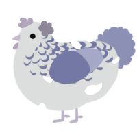 A grey and yellow chicken with a half-lace pattern