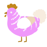 A lavender and cream chicken with a half-bar pattern