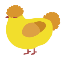 A yellow and orange chicken