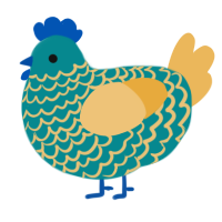 A teal and honey chicken with a lace pattern