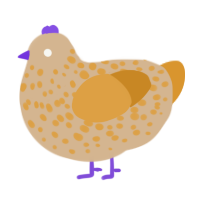 A beige and orange chicken with a speckle pattern