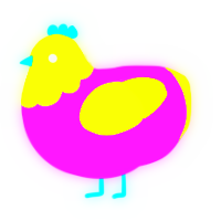 Cyberpunk, a orchid and lime chicken with a head pattern