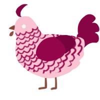 Rose, a rose and maroon chicken with a lace pattern