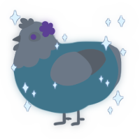 Aurora Borealis, a teal and grey chicken with a head pattern