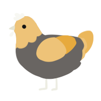 A grey and honey chicken with a head pattern