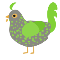 A ash and grass chicken with a speckle pattern