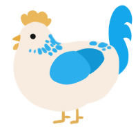 A cream and sky chicken with a neck-speckle pattern