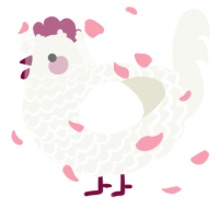 A white chicken with a lace pattern
