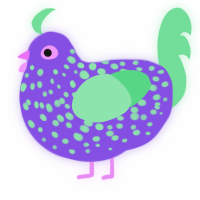 A blurple and spring chicken with a speckle pattern
