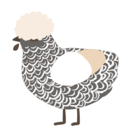 A grey and cream chicken with a double-lace pattern