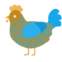 A ochre and sky chicken with a double-lace pattern