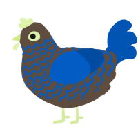 A bark and ultramarine chicken with a lace pattern