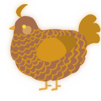 A brown and ochre chicken with a lace pattern