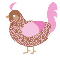 A brown and pink chicken with a double-lace pattern