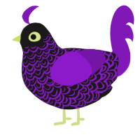 goth highlighter, a sable and violet chicken with a double-lace pattern