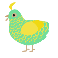 A spring and yellow chicken with a lace pattern