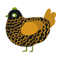 A sable and ochre chicken with a lace pattern