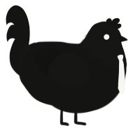 Gothic baby, a black chicken with a head pattern